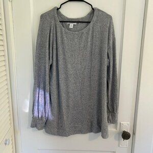 Motherhood Maternity Ribbed Long Sleeve Grey Top